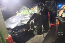Fahranfänger landete nach Unfall mit Fahrzeugdach in einer Baumgruppe_10